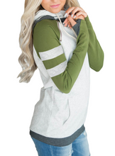 Load image into Gallery viewer, Striped Sleeves Double Hooded Sweatshirt