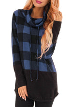 Load image into Gallery viewer, Plaid Cowl Neck Sweatshirt