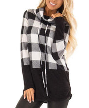 Load image into Gallery viewer, Plaid Cowl Neck Sweatshirt