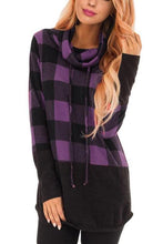 Load image into Gallery viewer, Plaid Cowl Neck Sweatshirt