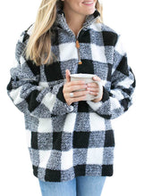 Load image into Gallery viewer, Stand Collar Loose Plaid Pullover Sweatshirt