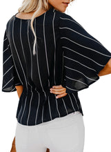 Load image into Gallery viewer, Striped Front Twist Loose Blouse