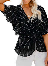 Load image into Gallery viewer, Striped Front Twist Loose Blouse