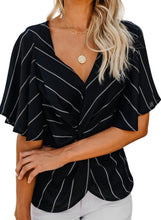 Load image into Gallery viewer, Striped Front Twist Loose Blouse