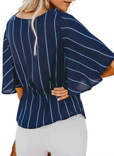 Load image into Gallery viewer, Striped Front Twist Loose Blouse