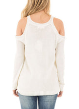 Load image into Gallery viewer, Cold Shoulder Lace up Detail Knit Sweater Top