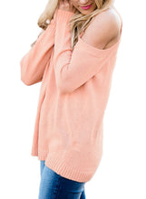 Load image into Gallery viewer, Cold Shoulder Lace up Detail Knit Sweater Top