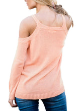 Load image into Gallery viewer, Cold Shoulder Lace up Detail Knit Sweater Top