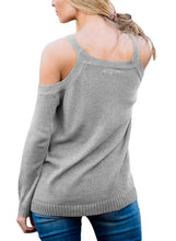 Load image into Gallery viewer, Cold Shoulder Lace up Detail Knit Sweater Top