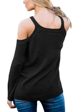Load image into Gallery viewer, Cold Shoulder Lace up Detail Knit Sweater Top