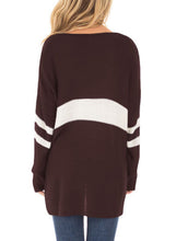 Load image into Gallery viewer, Strip Black V Neck Sweater