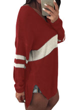 Load image into Gallery viewer, Strip Black V Neck Sweater