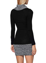 Load image into Gallery viewer, Color Block Cowl Neck Sweater Dress