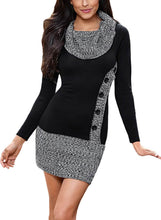 Load image into Gallery viewer, Color Block Cowl Neck Sweater Dress