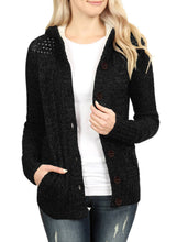 Load image into Gallery viewer, Fleece Hooded Button Down Cardigan Sweater