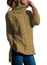 Load image into Gallery viewer, Turtle Neck Long Tail Cable Sweater
