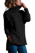 Load image into Gallery viewer, Turtle Neck Long Tail Cable Sweater