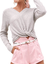 Load image into Gallery viewer, V Neck Twisted Crop Sweater