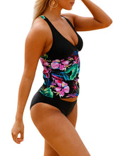 Load image into Gallery viewer, Vibrant Floral Splice 2pcs Tankini Swimsuit