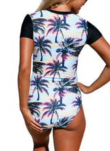 Load image into Gallery viewer, Zip Front Half Sleeve One Piece Swimsuit