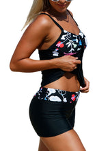 Load image into Gallery viewer, Floral Detailing Bandeau Tankini &amp; Shorts 2pcs Swimsuit