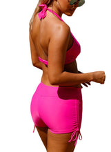 Load image into Gallery viewer, Wrap Push up Halter High Waist Shorts Swimsuit
