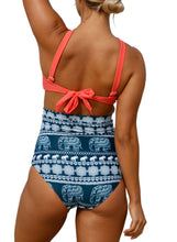 Load image into Gallery viewer, Cross Front Bikini Vintage Floral High Waist Swimsuit