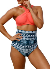 Load image into Gallery viewer, Cross Front Bikini Vintage Floral High Waist Swimsuit