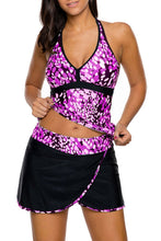 Load image into Gallery viewer, Spots V-neck Tankini Wrapped Skirt Swimsuit