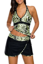 Load image into Gallery viewer, Spots V-neck Tankini Wrapped Skirt Swimsuit