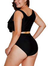 Load image into Gallery viewer, Frill Tankini Crisscross High Waist Swimsuit