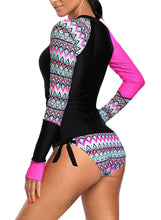 Load image into Gallery viewer, Contrast Detail Long Sleeve Tankini Swimsuit