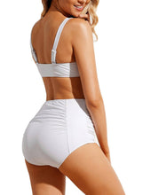 Load image into Gallery viewer, Tie Front Bikini Ruched High Waist Swimsuit