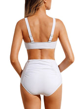 Load image into Gallery viewer, Tie Front Bikini Ruched High Waist Swimsuit
