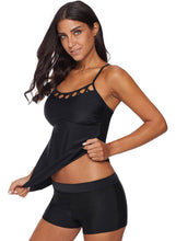 Load image into Gallery viewer, Solid Mesh Cross Tankini Set