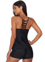 Load image into Gallery viewer, Solid Mesh Cross Tankini Set
