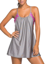 Load image into Gallery viewer, Flowing Swim Dress Layered 1pc Tankini Top