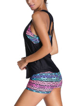Load image into Gallery viewer, Sports Bra Tankini Swimsuit with Black Vest