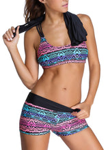 Load image into Gallery viewer, Sports Bra Tankini Swimsuit with Black Vest