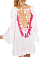Load image into Gallery viewer, Open Back Tassels Cover Up Dress
