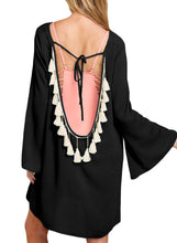 Load image into Gallery viewer, Open Back Tassels Cover Up Dress