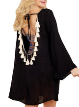 Load image into Gallery viewer, Open Back Tassels Cover Up Dress