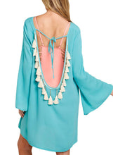 Load image into Gallery viewer, Open Back Tassels Cover Up Dress