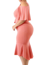 Load image into Gallery viewer, Flutter Sleeve Cold Shoulder Plus Size Dress