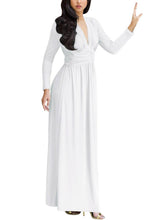 Load image into Gallery viewer, Vintage Inspired V-neck Long Sleeve Maxi Dress