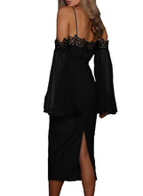 Load image into Gallery viewer, Chiffon Bell Sleeve Boho Lacy Midi Dress