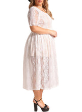 Load image into Gallery viewer, Floral Lace Flared Midi Dress
