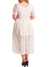 Load image into Gallery viewer, Floral Lace Flared Midi Dress