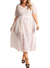 Load image into Gallery viewer, Floral Lace Flared Midi Dress
