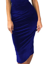 Load image into Gallery viewer, Velvet Off Shoulder Bodycon Dress